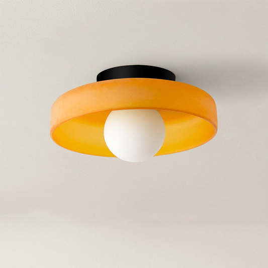 Minimalist LED flush mount ceiling light in a bedroom setting