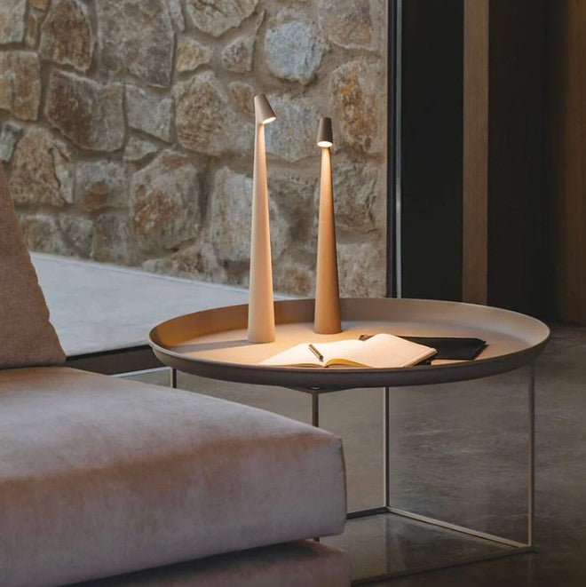 Minimalist LED table lamp on a desk