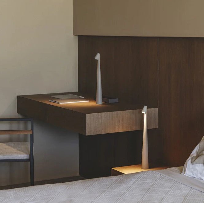 Minimalist LED table lamp in gray finish