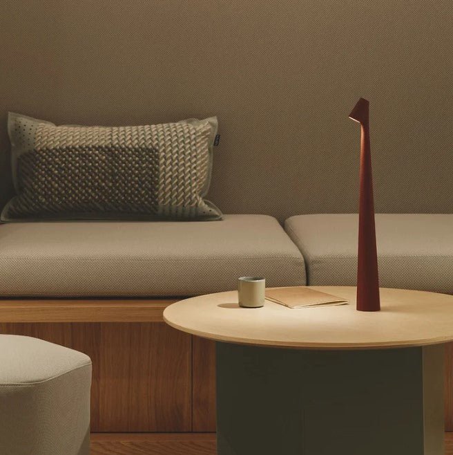 Minimalist LED table lamp in red finish