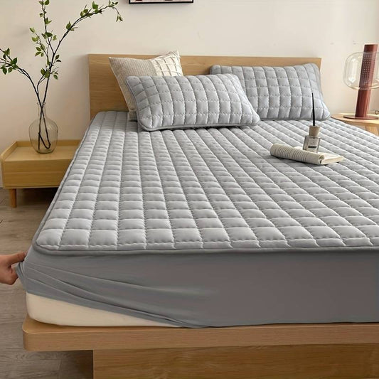 Close-up of the quilted mattress cover fabric texture