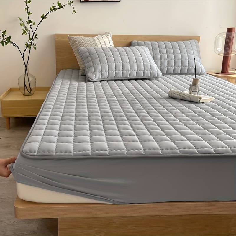 Close-up of the quilted mattress cover fabric texture
