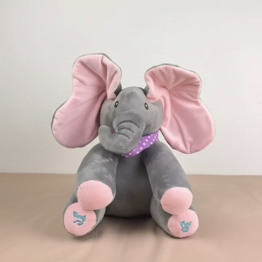 Pink peek-a-boo elephant plush — an interactive baby toy