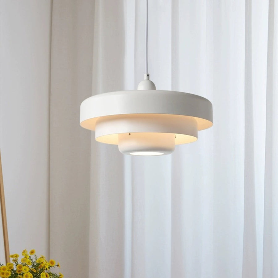 Green retro pendant light shown from the side