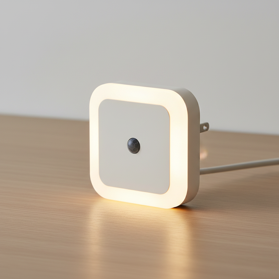 Close-up of the LED night light from above