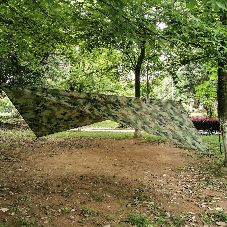 Camping hammock with tent packed for travel