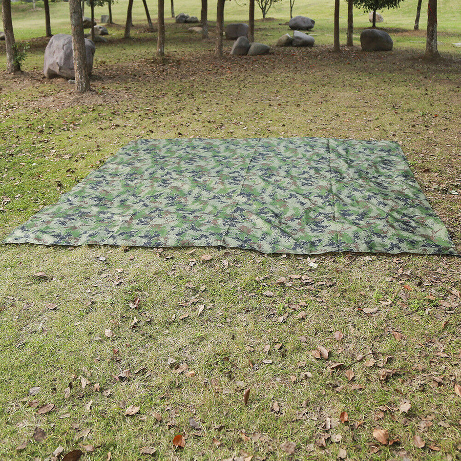 Camping hammock with tent shown in a camouflage color option