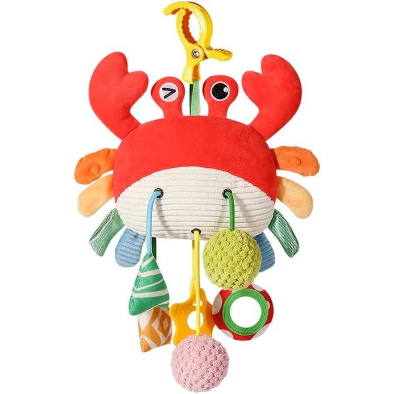 Sensory hanging toy crab design on white background