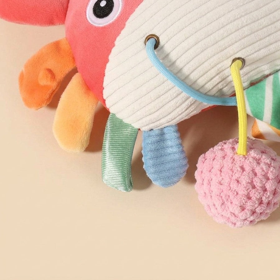 Sensory hanging toy fabric and textures close-up