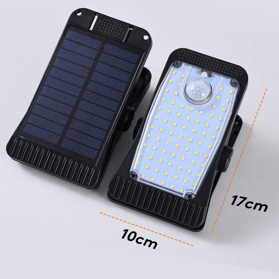 Front and back view of the solar light, 4 x 6.7 in (10 x 17 cm)