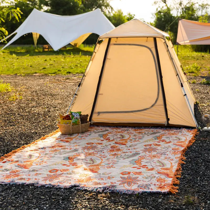 Full view of the rustic bohemian floral throw blanket