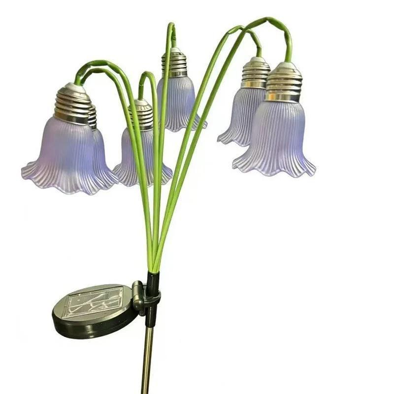 Purple solar flower lights on white background