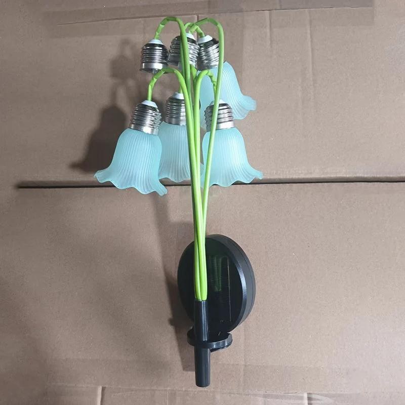 Blue solar flower lights on neutral background