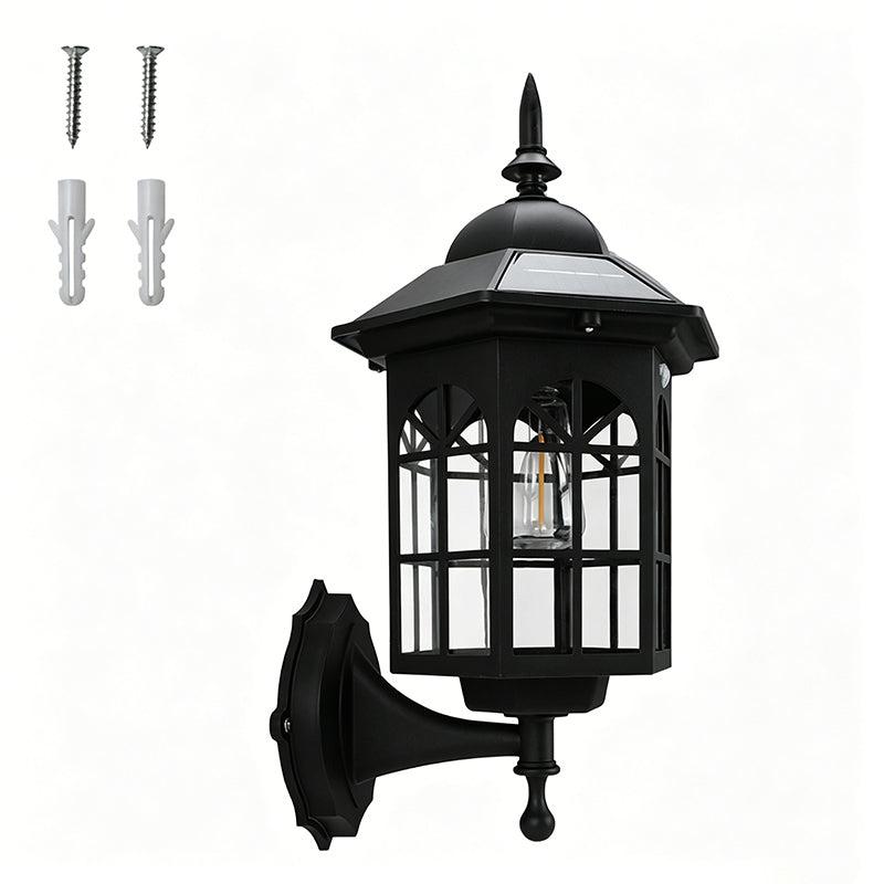 Solar wall lantern Black Roman model, studio shot