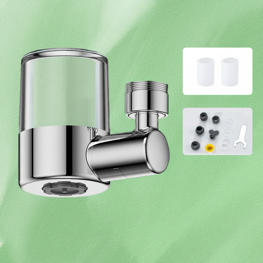 Silver swivel filter nozzle for faucet with 720-degree rotation