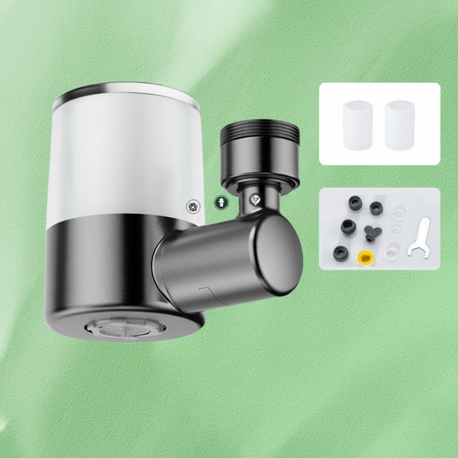 Black swivel filter nozzle for faucet with 720-degree rotation