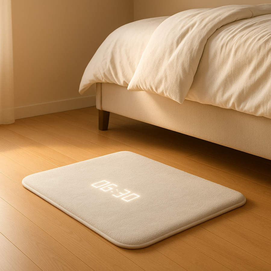 Close-up angle of the step-on smart alarm clock for heavy sleepers